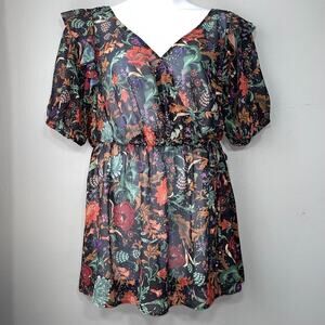Wayward Fancies Size XL Sheer Garden Party Floral Tunic Top Fairy Nymph Mori Kei